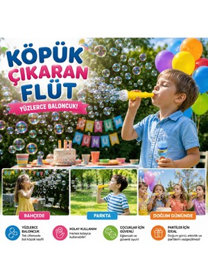 Bkmc Köpük Çıkaran Flüt 2 Li Set | Bubble Flute Baloncuk Oyuncağı | Parti Hediyeliği | Çocuk Eğlence Oyuncağı