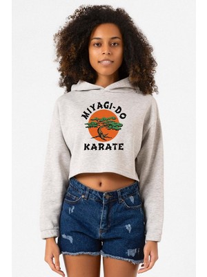 Tshirthane Cobra Kai Miyagi Do Karate Grimelanj Kadın Crop Kapşonlu
