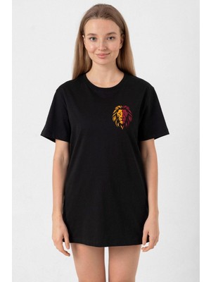 Sarı Kırmızı Leon Siyah Kadın Oversize Tshirt