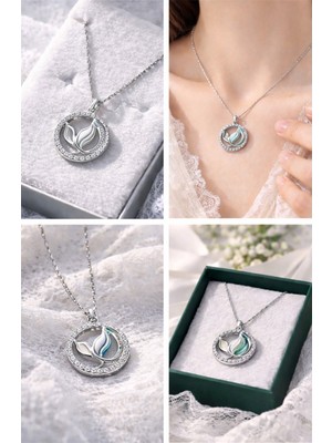Regina Gems Zirkon Taşlı Altın Renk Lale Çelik Kolye Gümüş Standart