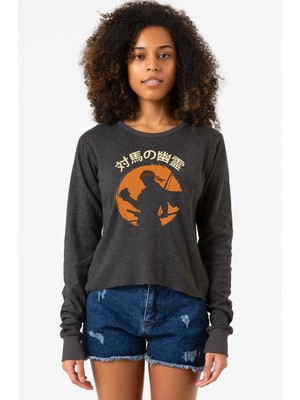 Tshirthane Ghost Of Tsushima The Island Japanese Füme Ekstra Uzunkol Sweatshirt