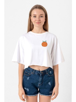 One Piece Anime Mera Mera Devil Fruit Beyaz Kadın Crop Tshirt