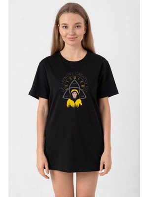 Dark Jonas Sic Mundus Creatus Est Siyah Kadın Oversize Tshirt