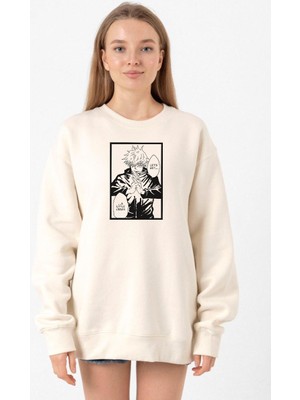 Tshirthane Jujutsu Kaisen Anime Satoru Gojo Lets Get A Little Crazy Ekru Kadın 2ip Sweatshirt