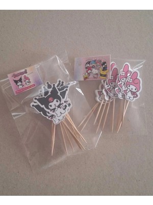 Mutlu Anılar Partievi 20LI Kuromi ve Mymelody Ikili Pasta Süsü Kuromi Kürdan