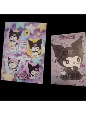 Kuromi Orta Boy Çizgili Defter Boyama Kitabı Hediyeli