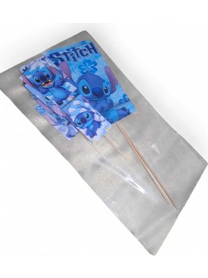 Mutlu Anılar Partievi Mutlu Anılar Parti Evi Stitch Pasta Süsü Kürdan 9lu