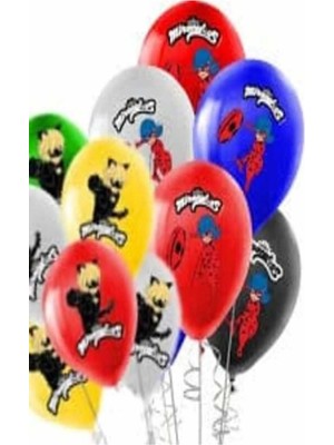 Mutlu Anılar Partievi Pastel Baskılı Balon -Miraculous-8li