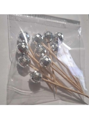 Mini Disko Topu Cupcake Süsü Kürdan 10LU