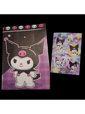 Mutlu Anılar Partievi Kuromi Çizgli Defter ve Boyama Kitabı