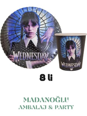 Madanoğlu Ticaret Wednesday Tabak Bardak Set 8 + 8 Li