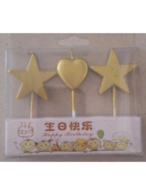 Mutlu Anılar Partievi Mutlu Anılar Parti Evi Gold Yıldız Mini Mum Seti