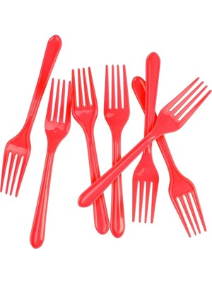 Çeçen Home 25'li Kırmızı Plastik Çatal