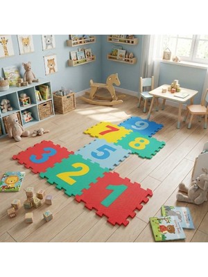 Runaway 9 Parça Renkli Sayılar Puzzle Yer Matı