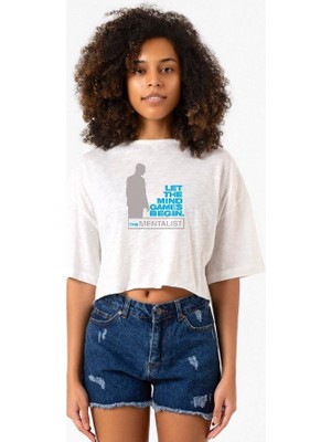 The Mentalist Let The Mind Beyaz Kırçıllı Kadın Crop Tshirt