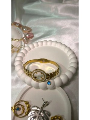 Jade Accessory Premium | Çeyreklik-Çeyrek Altın Uyumlu Inci Kolye-Kelepçe Bileklik Çeyreklik Kolye , Bileklik 2’li Set 316 L