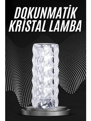 Esranın Dünyası Kristal Lamba Masa Lambası Şarjlı Masa Lambası Dokunmatik Sensör USB Şarjlı