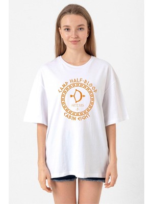 Camp Half Blood Artemis Beyaz Kadın Oversize Tshirt