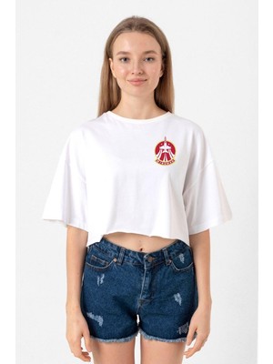 Top Gun Wingman Beyaz Kadın Crop Tshirt