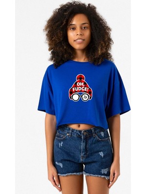 Oh Fudge Christmas Mavi Kadın Crop Tshirt