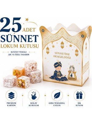 Bkmc Party 25 Adet Sünnet Lokum Kutusu | Sünnet Hediyeliği Şeker Kutusu | Premium Karton Organizasyon Kutusu