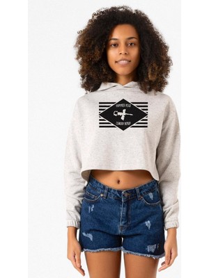 Tshirthane Cowboy Bebop Hammer Head Beyaz Kırçıllı Kadın Crop Kapşonlu