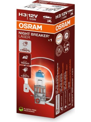 Shopwave Ampul Night Breaker Laser H3 12V 55W%150'YE Kadar Fazla Işık 150M'YE Kadar Fazla Görüş Açısı,