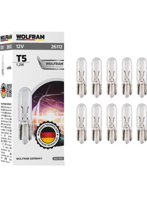Shopwave Wolfram Ampul 12V 1,2 T5 Küçük Dipsiz Gösterge Ampulü 10 Adet