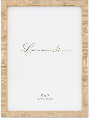 Shopwave Lawrence Frames Metal Keten Desenli, 12,7 x 17,8 Cm, Altın Rengi Resim Çerçevesi, Altın, 5x7