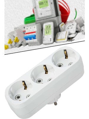 Shopwave Mobee Fetih 104-03 3 Lü Topraklı Golyat Grup Fiş-Priz (Lale Model) 1410