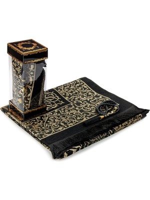 Shopwave Ihvan Online Seccadeli Inci Tesbihli Pencereli Kutulu Set (Siyah)