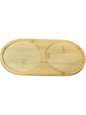 Shopwave Bambu 2 Bölmeli Oval Yağdanlık Sosluk Altlığı - Şık Doğal Ahşap Görünümlü Stand, Mutfak Tezgahı
