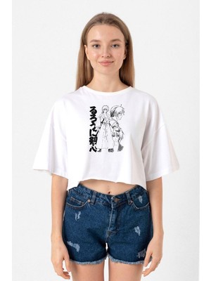 Rurouni Kenshin Black White Art Beyaz Kadın Crop Tshirt