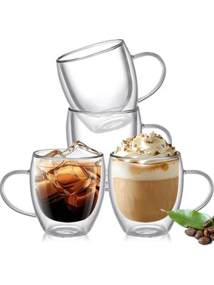 Shopwave Çift Katmanlı Cam Kupa Bardak 250 ml Lüx Çift Cidarlı Kupa - Termos Bardak - Iki Duvarlı Yapısı ile