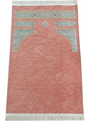 Shopwave Kabe Desenli Örgü Püsküllü Şönil Seccade Pembe