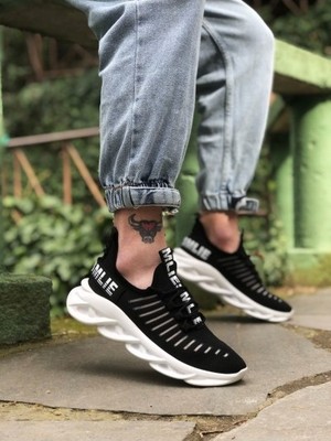 DMR Elegance BA0602 Phantom Yüksek Taban Tarz Sneakers Siyah Beyaz Erkek Spor Ayakkabısı