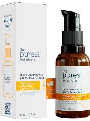 Shopwave The Purest Solutions, C Vitamini Aydınlatıcı Cilt Tonu Eşitleyici Cilt Bakım Serumu 30 ml (%10 A