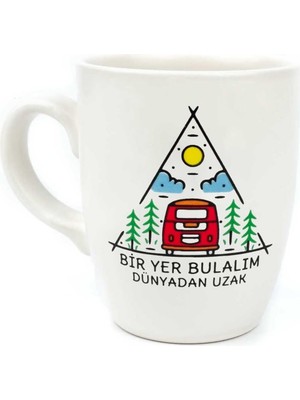 Shopwave Bir Yer Bulalım Dünyadan Uzak 02 Oval Kupa - Hediye Seramik Kupa