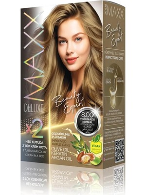 Shopwave Maxx Deluxe Beauty Expert Hair Color (Kerati̇n)'li̇ 1 Kutu (2 x 50 Ml) (Yoğun Kumral 8.00)