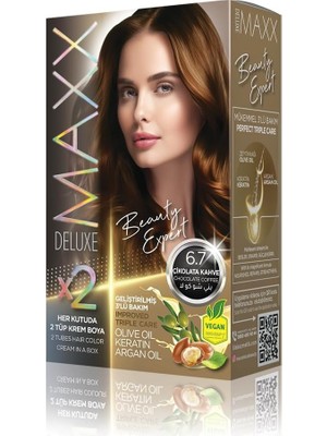Shopwave Maxx Deluxe Beauty Expert Hair Color (Kerati̇n)'li̇ 1 Kutu (2 x 50 Ml) (Çikolata Kahve 6.7)