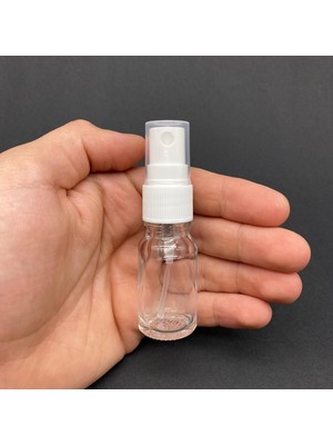 Shopwave 10 ml Şeffaf Cam Şişe Beyaz Spreyli, 10CC Şeffaf Spreyli Boş Şişe x 6 Adet