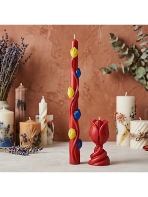 Karakız Lale Motifli Şamdan Mum Silikon Kalıp 23.5x2 Cm