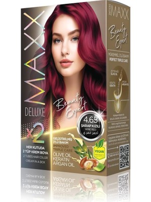 Shopwave Maxx Deluxe Beauty Expert Hair Color (Kerati̇n)'li̇ 1 Kutu (2 x 50 Ml) (Şarap Kızılı 4.65)