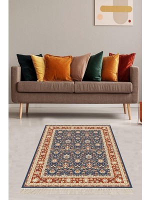Shopwave Pelangi Osmanlı Motifler Çiçek Desenli Etnik Dijital Baskı Yıkanabilir Kaymaz Taban Salon Halı Y