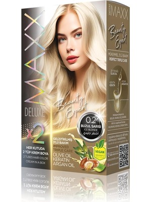 Shopwave Maxx Deluxe Beauty Expert Hair Color (Kerati̇n)'li̇ 1 Kutu (2 x 50 Ml) (Buzul Sarı 0.2)