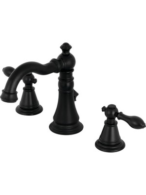 Shopwave Brass FSC1970AL Ingiliz Klasik 8" Geniş Lavabo Musluğu, Mat Siyah