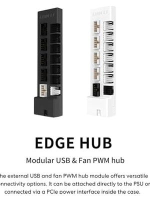 Lian Li Evrensel USB ve Pwm Fan Hub, 4 USB Başlıklı Fan Kontrol Cihazı - 6 Fan Bağlantı Noktası - Manyetik Montaj - 5V/4PIN - Psu/anakart Evrensel Kılıf Uyumluluğu - Beyaz (EG-HUB01W)