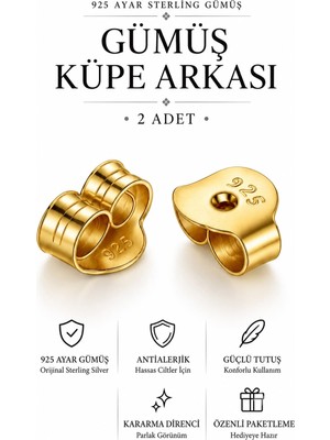 Bigakan 925 Ayar Gümüş Küpe Arkası Tutacak Vidası Beyazklipsi Küpe Kelebeği Küpe Arkalığı Gold Altın Gümüş Renkler