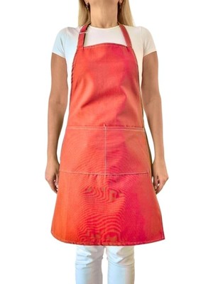 Shopwave Mutfak Önlüğü Su Geçirmez Şef Önlüğü 2 Geniş Cepli Barista Önlüğü Kırmızı