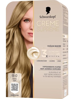 Shopwave Schwarzkopf Creme Supreme Saç Boyası 8-0 Koyu Sarı